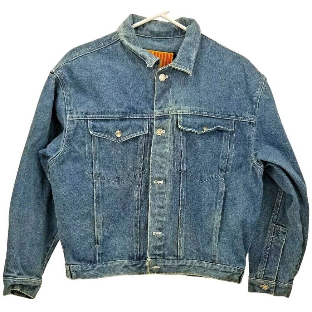 Calvin Klein Womens Trucker Jean Jacket M 80s Vintage Denim  Distressed Dirty